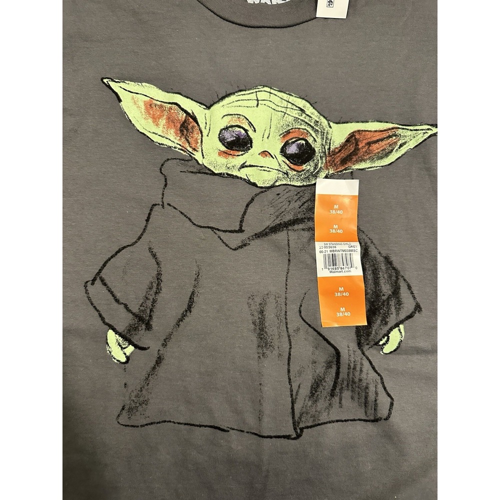 Star Wars Grogu Baby Yoda T-Shirt Men's Size Medium 38/40 Gray‎ NEW - Picture 2 of 4